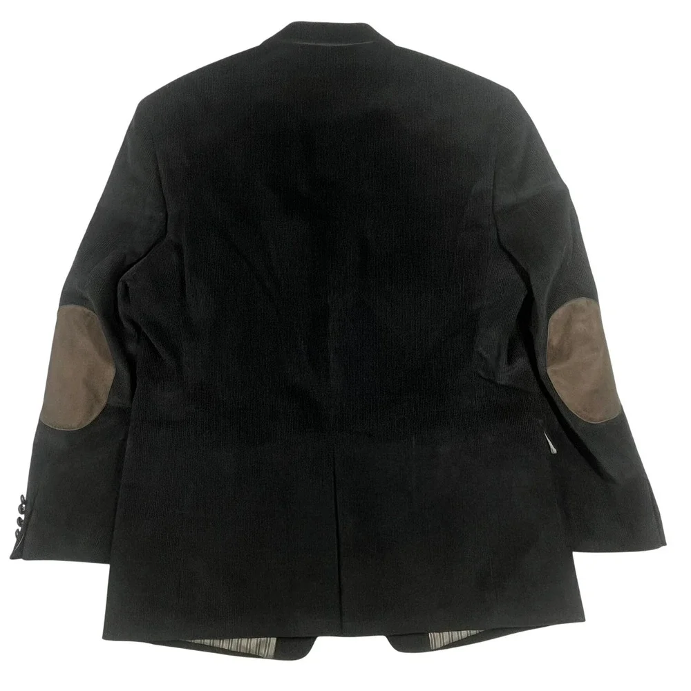 Chaps Corduroy Sport Coat Mens 42R Black Elbow Patches Blazer New